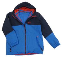 3v1 - Modro-tmavomodrá šusťáková celoroční bunda + fleecová mikina Jack Wolfskin