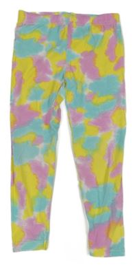 Žlto-modro-ružové vzorované legíny Kiki&Koko