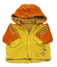 Žlto-oranžová zamatová zateplená prepínaci mikina s kapucňou