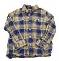 Béžovo-modrá kostkovaná flanelová košile GAP