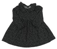 Čierne vzorované šaty s golierikom Next