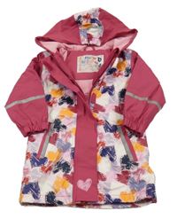 Ružovo-farebná nepromokavá jarná bunda so srdiečkami a kapucňou Lupilu