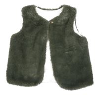 Khaki kožušinová podšitá vesta C&A