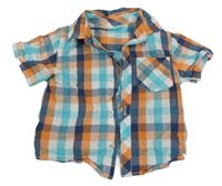 Modro-bílo-oranžová kostkovaná košile s kapsou Matalan