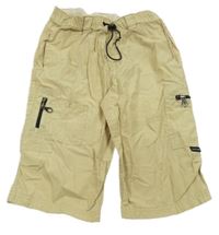 Béžové plátenné crop nohavice s vreckom