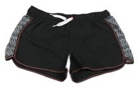 Čierne športové kraťasy so vzorem na boku Yigga