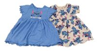 Nové - 2x šaty - modré se Stitchem + růžové se Stitchem Primark