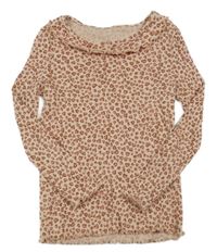 Ružovo-staroružové vzorované rebrované tričko C&A