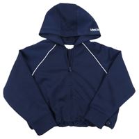 Tmavomodrá sportovní propínací crop mikina s kapucí Zara
