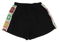 Čierne kraťasy s háčkovaným pruhom Primark