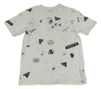 Biele tričko s černými logy Adidas