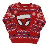 Červený vianočný vzorovaný sveter so Spidermanem Marvel