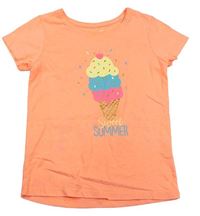Neónově oranžové tričko so zmrzlinou Primark