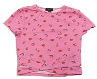 Ružové crop tričko s ovociem New Look