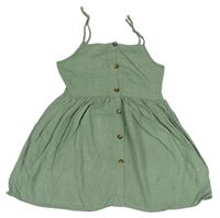 Zelené ľanové šaty s gombíkmi Primark