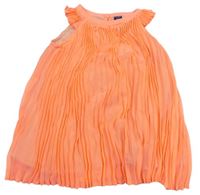 Neónově oranžové plisované šifónové šaty GAP