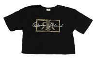 Čierne crop tričko s logom River Island