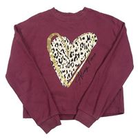 Vínová crop mikina so srdcem River Island