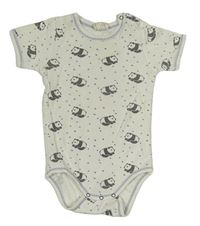Bílo-modré puntíkaté body s pandami 