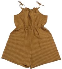 Hnědý žebrovaný kraťasový overal H&M