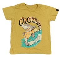 Hořčicové tričko se žralokem Quiksilver