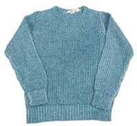 Petrolejovo-bílý melírovaný svetr H&M