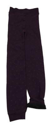 Vínové zateplené pančuskové legíny s bodkami