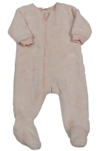 Svetloružový plyšový overal s hviezdami Next