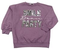 Fialová mikina s nápisom a flirty V by Very