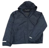 Tmavomodrá šusťáková jarní bunda s kapucí 