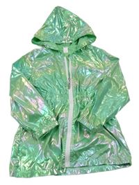 Zelená lesklá šušťáková jarná parka s kapucňou Shein