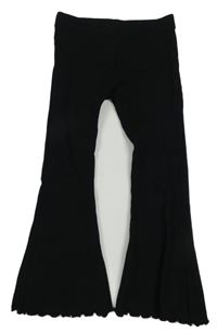 Čierne rebrované flare legíny Next