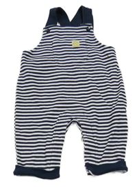 Tmavomodro-bílé pruhované laclové tepláky 