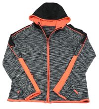 Černo-bílo-neonově růžová melírovaná propínací sportovní mikina s kapucí Yd.