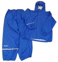 2set - Tmavomodrá voděodolná jarní bunda s kapucí + tmavomodré voděodolné kalhoty Lupilu