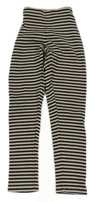 Smetanovo-čierne pruhované rebrované legíny H&M