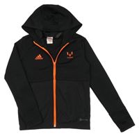 Černo-oranžová propínací sportovní mikina s kapucí Adidas