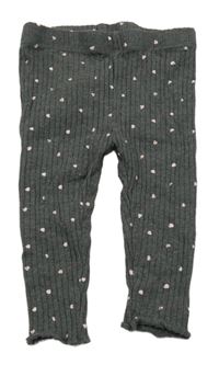 Sivé rebrované legíny so srdiečkami Disney