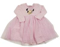 Růžové šaty s Minnie a tylovou sukní Disney