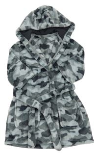 Šedý army plyšový župan s kapucí M&S
