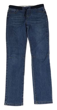 Tmavomodré slim teplákové rifle s úpletovým pasem Denim Co.