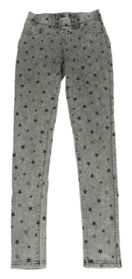 Šedé tregíny riflového vzhledu s hvězdami H&M