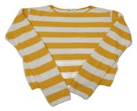Bielo-horčicový pruhovaný crop sveter H&M