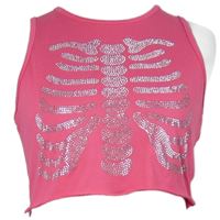 Dámsky ružový crop top s kostrou z kamínků zn. Shein
