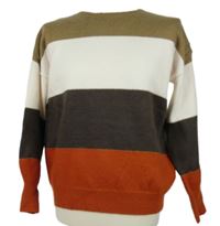 Dámský béžovo-smetanovo-hnědo-cihlový pruhovaný sver 