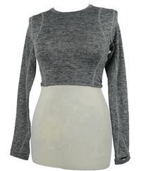 Dámske sivé melírované športové funkčné crop tričko Hiit