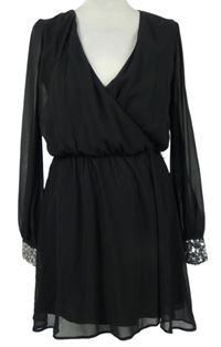 Dámské černé šifonové šaty s flitry Asos 