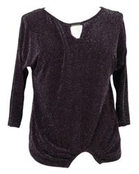 Nové - Dámske vínové trblietavé tričko Wallis