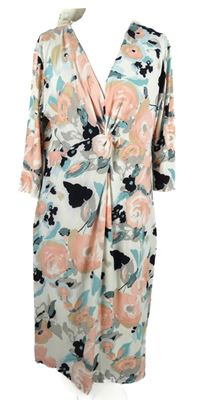 Nové - Dámské růžovo-černo-bílé květované šaty Peacocks 