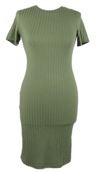 Dámske khaki rebrované šaty Primark